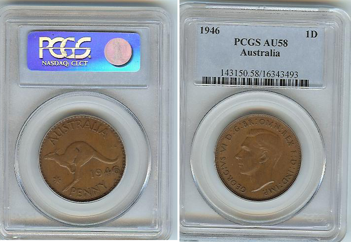 Australian Penny 1946 PCGS AU58